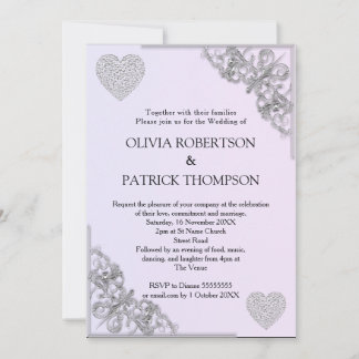 pearl ivory glitter ombre metallic foil wedding  invitation
