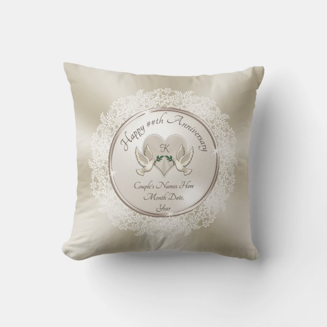 Pearl, Lace and Cotton Wedding Anniversary Gifts Throw Pillow (Front)
