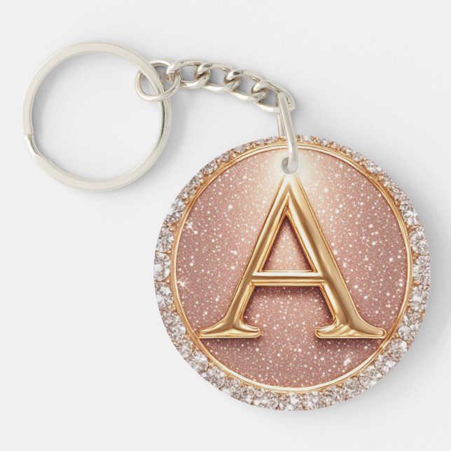 Pearl Letter A Monogram Gift For Women Keychain (Front)