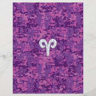 Pearl Like Aries Symbol on Pink Digital Camo