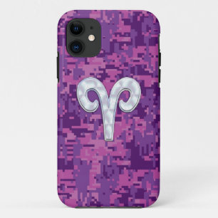 Pearl Like Aries Zodiac Pink Fuchsia Digital Camo iPhone 11 Case