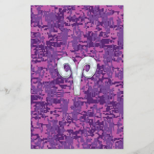 Pearl Like Aries Zodiac Sign on Digital Camo Flyer