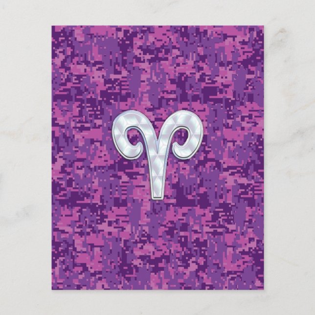 Pearl Like Aries Zodiac Sign on Digital Camo Flyer (Front)