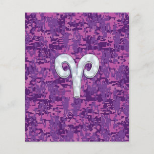 Pearl Like Aries Zodiac Sign on Digital Camo Flyer