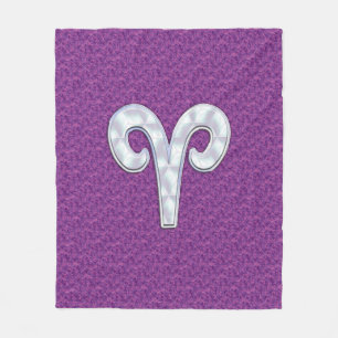 Pearl Like Aries Zodiac Sign Pink Camouflage Fleece Blanket
