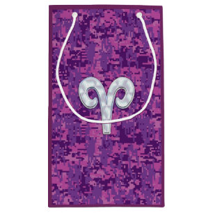 Pearl Like Aries Zodiac Sign Pink Camouflage Small Gift Bag