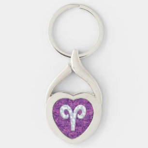 Pearl Like Aries Zodiac Symbol Digital Camouflage Keychain