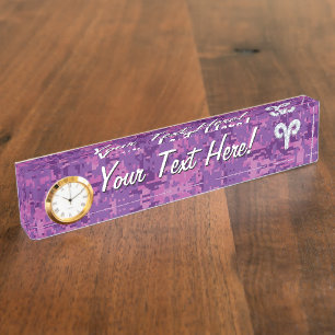Pearl Like Aries Zodiac Symbol Digital Camouflage Nameplate