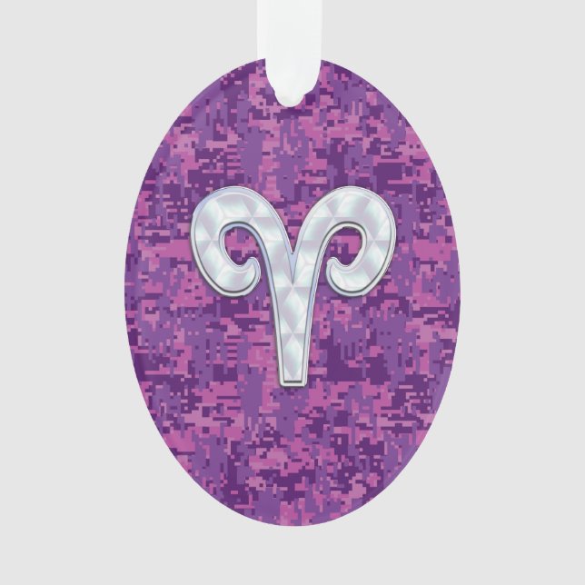 Pearl Like Aries Zodiac Symbol Digital Camouflage Ornament (Front)