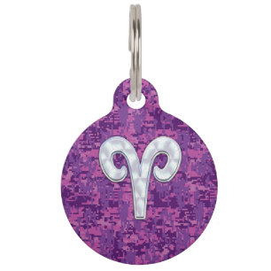 Pearl Like Aries Zodiac Symbol Digital Camouflage Pet Tag