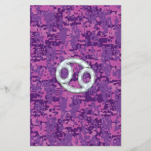 Pearl Like Cancer Zodiac Sign on Digital Camo Flyer