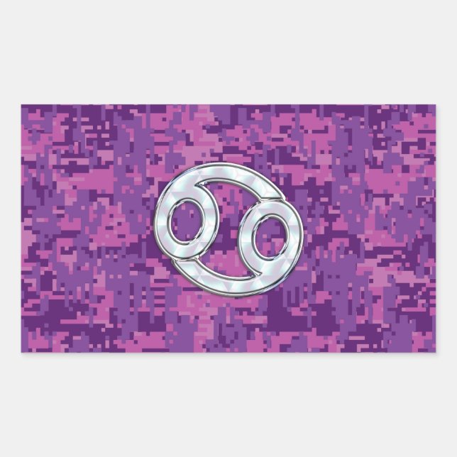 Pearl Like Cancer Zodiac Symbol on Digital Camo Sticker (Front)