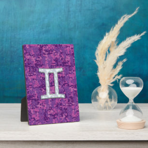 Pearl Like Gemini Zodiac Sign on Digital Camo Plaque