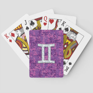 Pearl Like Gemini Zodiac Sign on Digital Camo Playing Cards