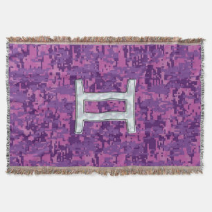 Pearl Like Gemini Zodiac Sign on Digital Camo Throw Blanket