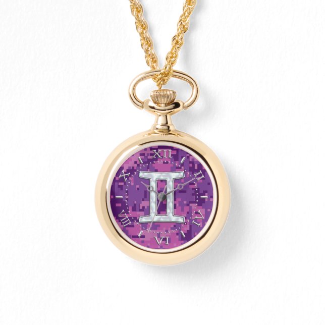 Pearl Like Gemini Zodiac Symbol Camouflage Dial Watch (Front)