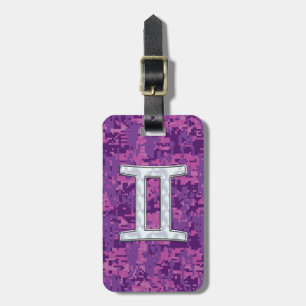 Pearl Like Gemini Zodiac Symbol Digital Camouflage Luggage Tag