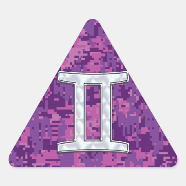 Pearl Like Gemini Zodiac Symbol Digital Camouflage Triangle Sticker (Front)