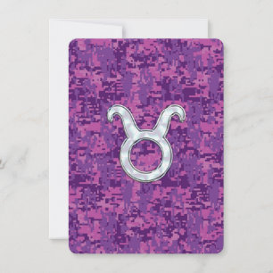 Pearl Like Taurus Zodiac Sign on Pink Digital Camo