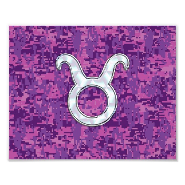 Pearl Like Taurus Zodiac Sign on Pink Digital Camo (Front)