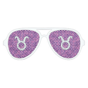 Pearl Like Taurus Zodiac Sign on Pink Digital Camo Aviator Sunglasses