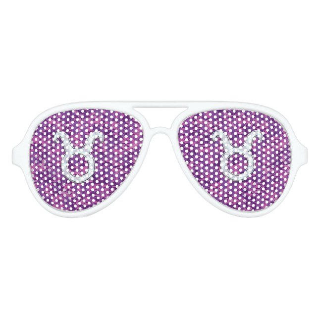 Pearl Like Taurus Zodiac Sign on Pink Digital Camo Aviator Sunglasses (Front)