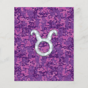 Pearl Like Taurus Zodiac Sign on Pink Digital Camo Flyer