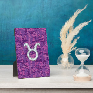 Pearl Like Taurus Zodiac Sign on Pink Digital Camo Plaque