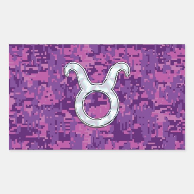 Pearl Like Taurus Zodiac Symbol on Digital Camo Sticker (Front)