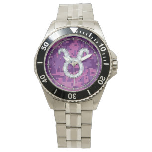 Pearl Like Taurus Zodiac Symbol on Digital Camo Watch