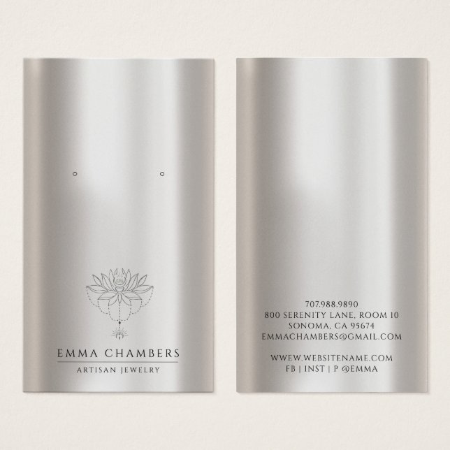 Pearl Lotus Fleur Porte bijoux Cartes d'affichage (Devant & derrière)