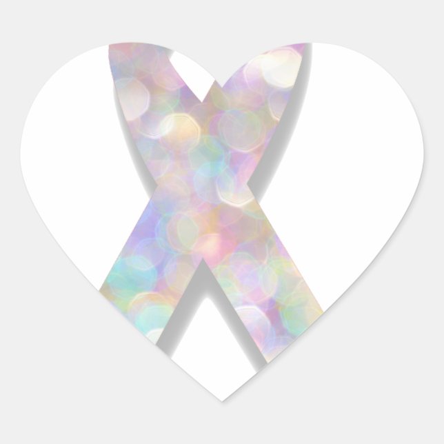 pearl lung cancer ribbon heart sticker (Front)