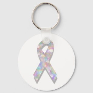 pearl lung cancer ribbon keychain