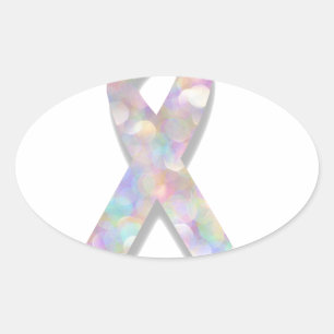 pearl lung cancer ribbon oval sticker