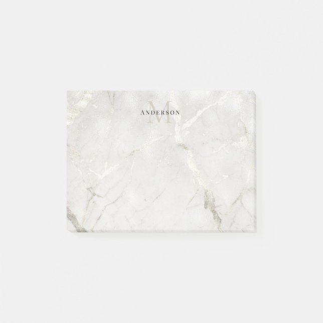 Pearl Marble Masculine double monogram Post-it Notes (Front)