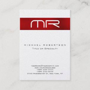 Pearl Modern Monogram Red White Business Card