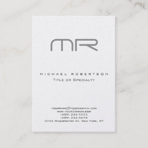 Pearl Moderne Monogramme blanc Carte de visite pro