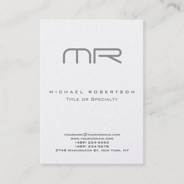 Pearl Moderne Monogramme blanc Carte de visite pro (Devant)