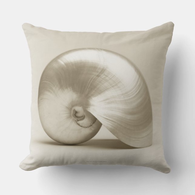 Pearl Nautilus Seashell Throw Pillow (Front)