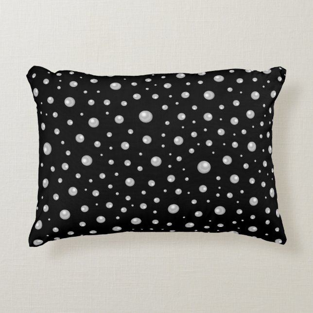 Pearl Pattern on Black Background Accent Pillow (Front)