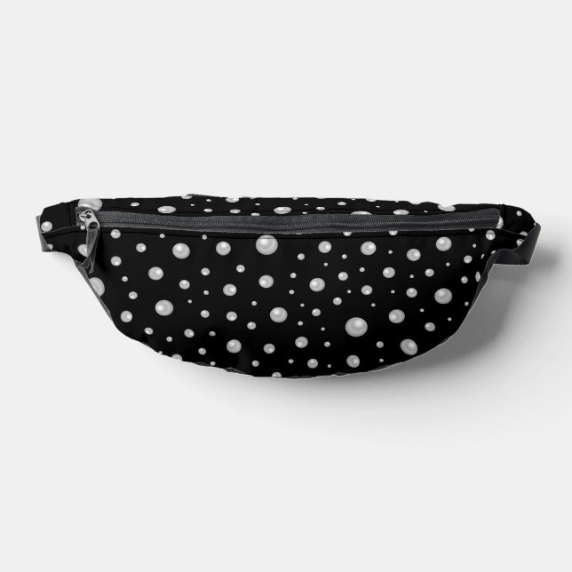 Pearl Pattern on Black Background Fanny Pack (Lay Down)