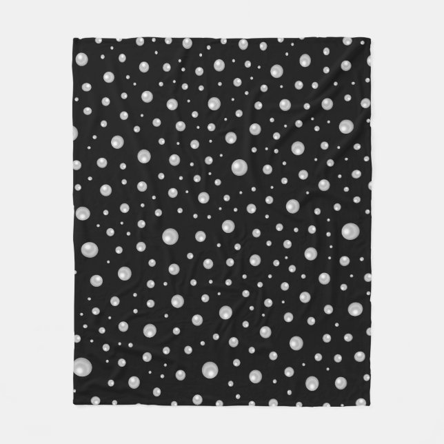 Pearl Pattern on Black Background Fleece Blanket (Front)