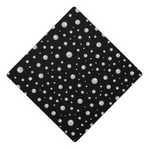 Pearl Pattern on Black Background Graduation Cap Topper