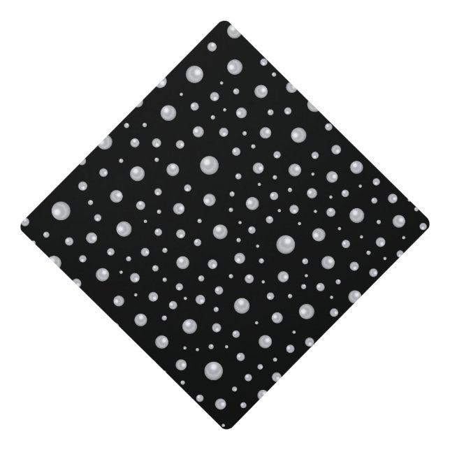 Pearl Pattern on Black Background Graduation Cap Topper (Front)