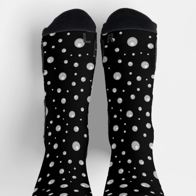 Pearl Pattern on Black Background Socks (Top)