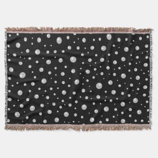 Pearl Pattern on Black Background Throw Blanket (Front)