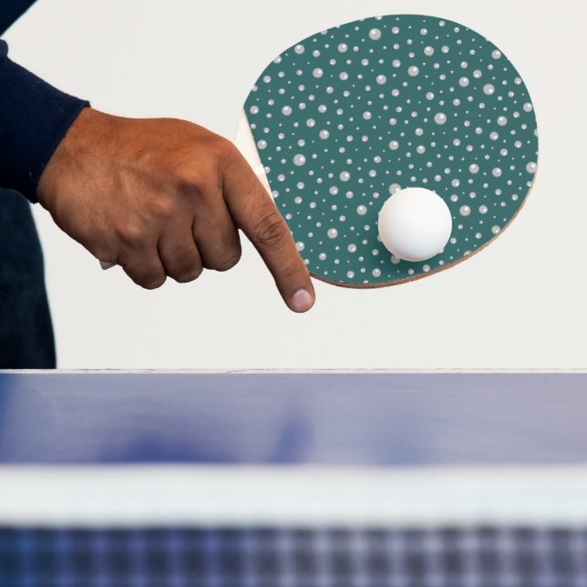 Pearl Pattern on Transformative Teal Background Ping Pong Paddle (Insitu)