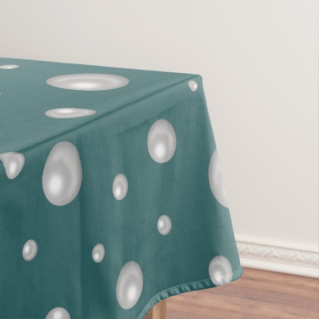 Pearl Pattern on Transformative Teal Background Tablecloth (In Situ)