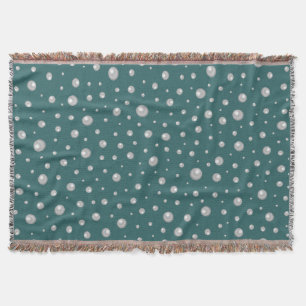 Pearl Pattern on Transformative Teal Background Throw Blanket