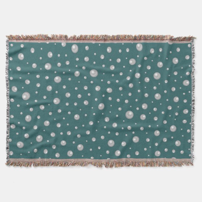 Pearl Pattern on Transformative Teal Background Throw Blanket (Front)